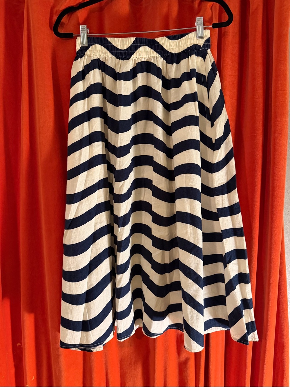 NWT Marimekko collaboration with Uniqlo Navy and White Bold Stripe Maxi Skirt